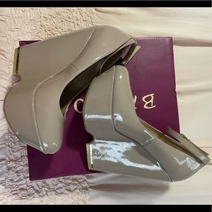 Bamboo Wedge High Heels - Nude - Size 7 Women